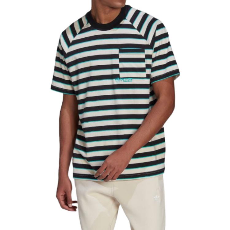 Adidas Originals Trefoil Stripe Pocket Crew Neck Short Sleeve T-Shirt Men Tops Green HT1662