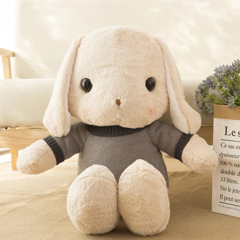 Plush Toy Long Ear Lop Sweater Bunny Doll Stuffed Animal Pillow Girl Baby Sleeping Holding Rabbit Doll Valentine's Birthday Gift