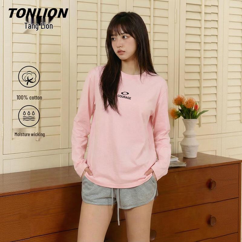 Женская хлопковая свободная футболка с длинным рукавом TonLion 2XL