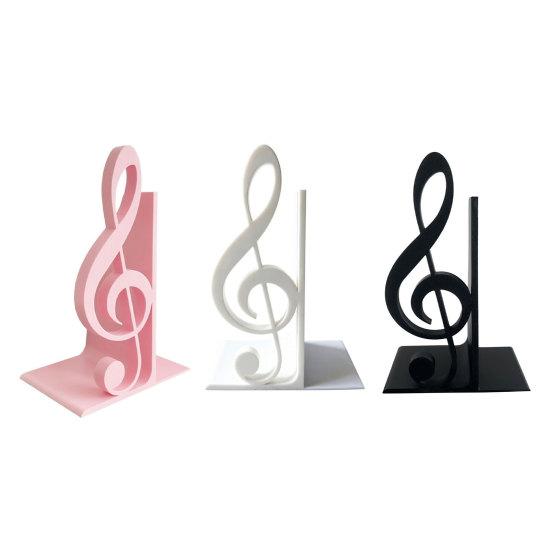 3D Printed Treble Clef Bookends, Music Note Shelf Organizer, Non-Slip Modern Bookend with Stable Support, Sturdy Music Themed Book Stand for Desk