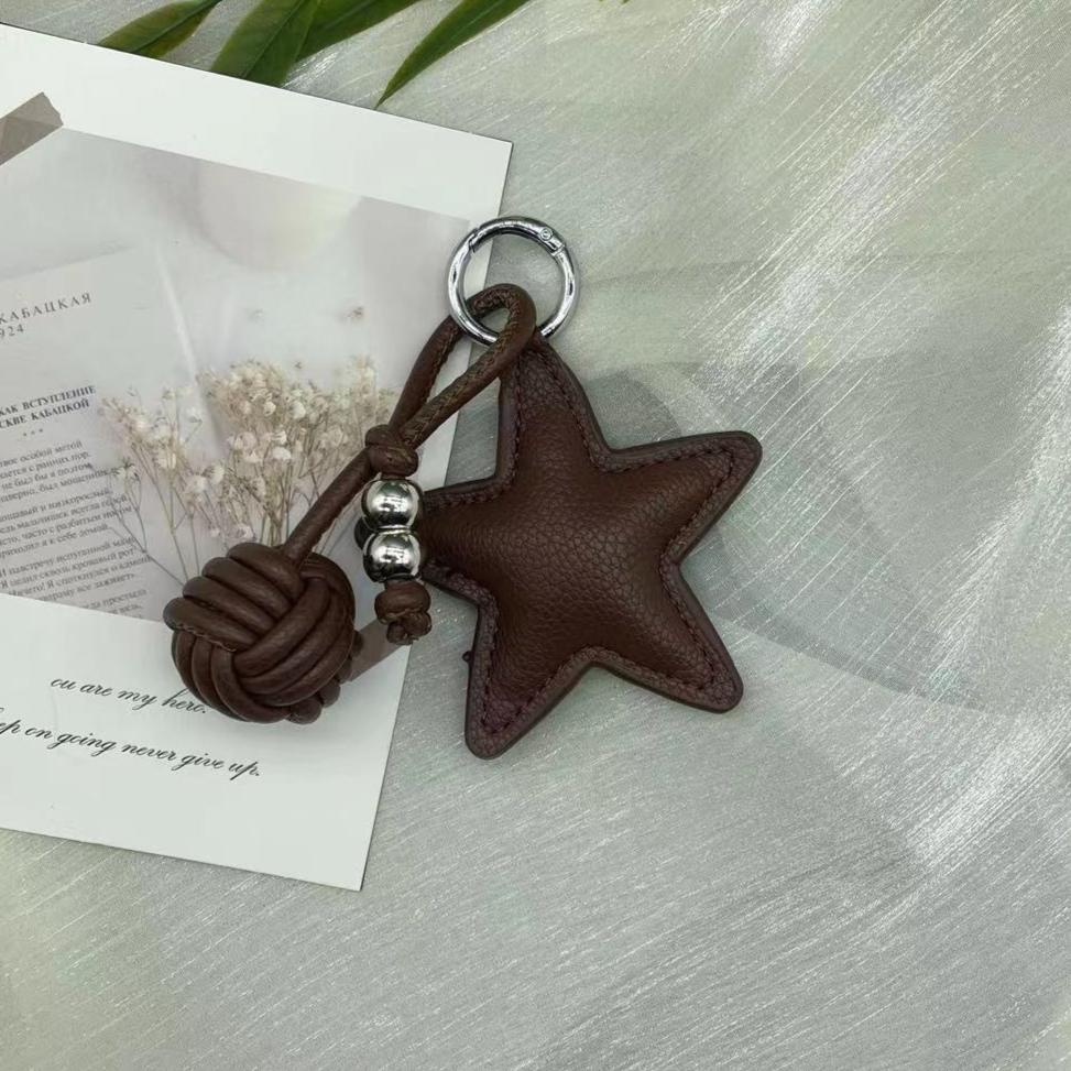 Colorful Five-pointed Star Cotton Woven Rope Leather Pendant New Star Woven Ball Bag Pendant Keychain Creative Small Accessories
