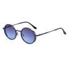 Non-polarized Round Frame Sunglasses for Men with Spring Legs, Retro and High-end Sunglasses, Metal Oval Frame Glasses