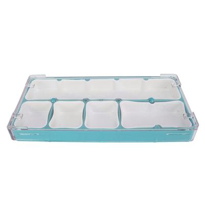Watch Parts Storage Box Stackable 5 Compartments Acrylic Rubber Watch Tools Storage Container for Repair Work Craft Blue