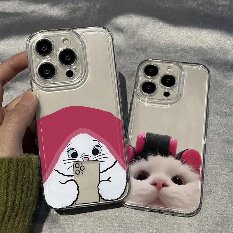 Cute Cat Phone Case For Samsung Galaxy S10 S20 S21 S22 S23 S24 S25 NOTE 10 20 ULTRA Clear TPU Cover Funny Pet Pattern Case