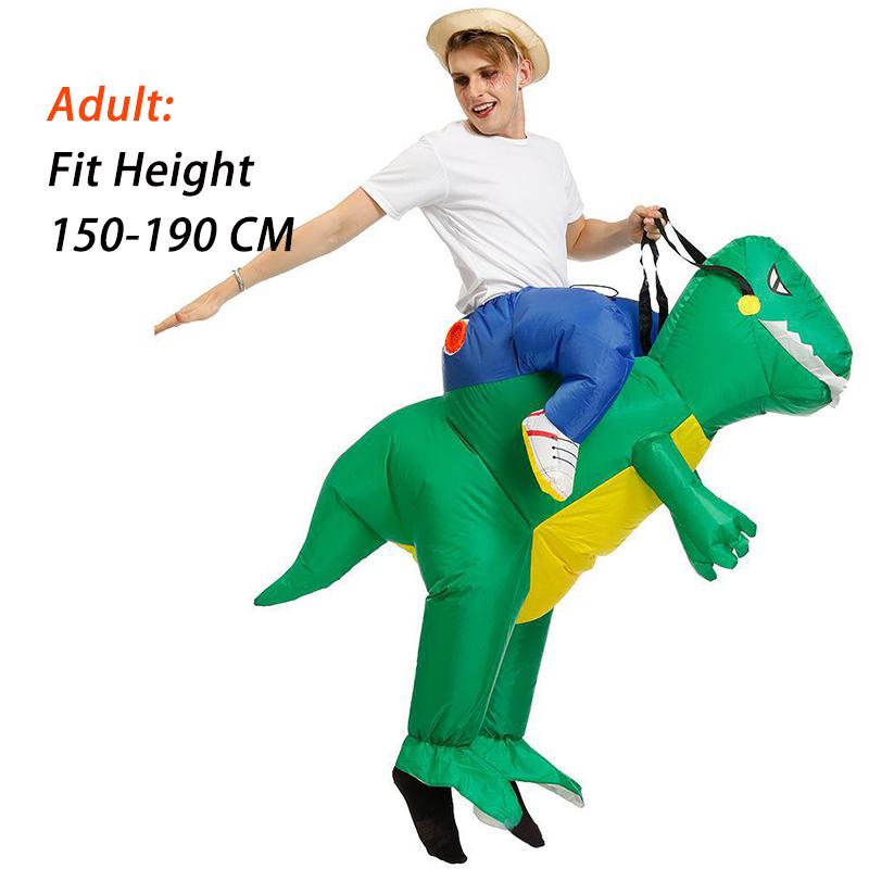 Costumes gonflables de dinosaure T-Rex pour adultes Halloween Tenues complètes de cosplay dinosaure Accessoires de fête amusants Tenue de spectacle Adult(150-190cm)