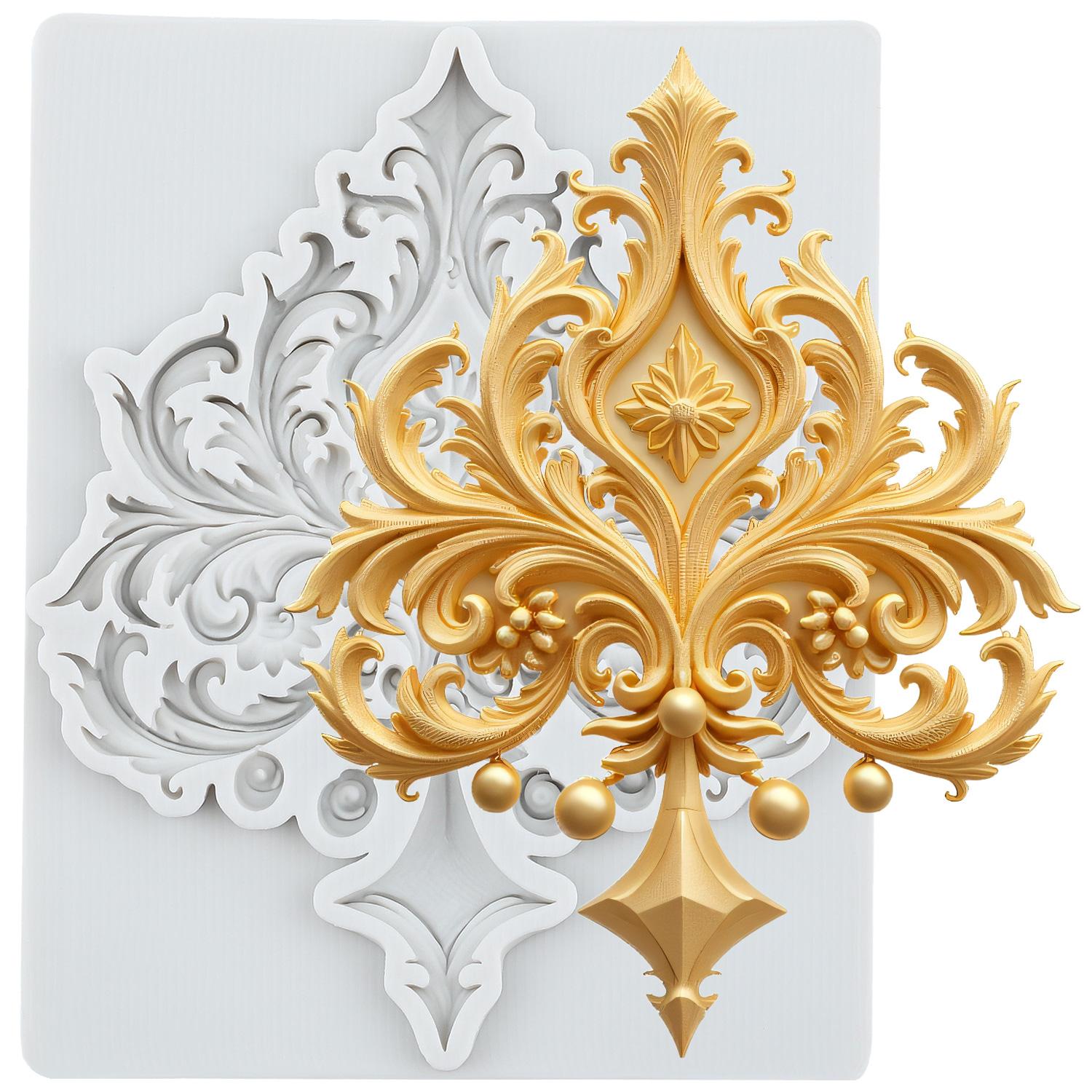 

Силиконовая форма в стиле барокко Рельефный цветок Формы для мастики Инструменты для украшения торта Тематический торт Десерт Украшенный Шоколадная форма для конфет серый