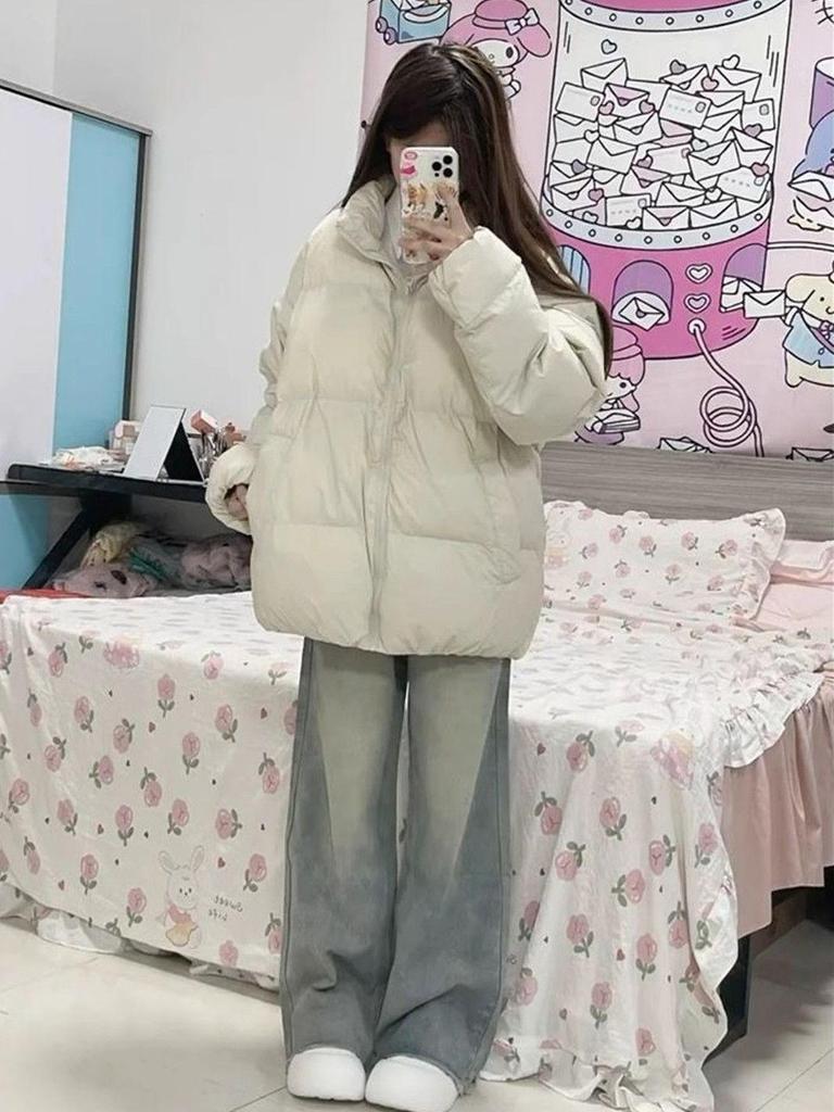 Women's Autumn/Winter Casual Loose Fit Stand Collar Down Jacket