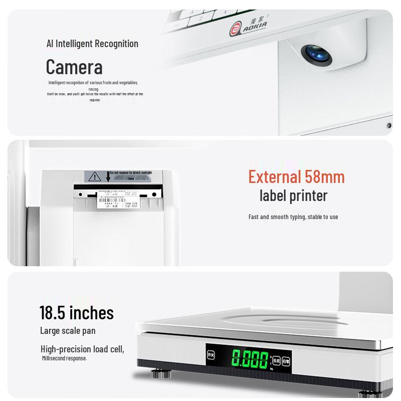 OJA K80 AI Vision Smart POS Weighing Scale CN plug (adapter included)
