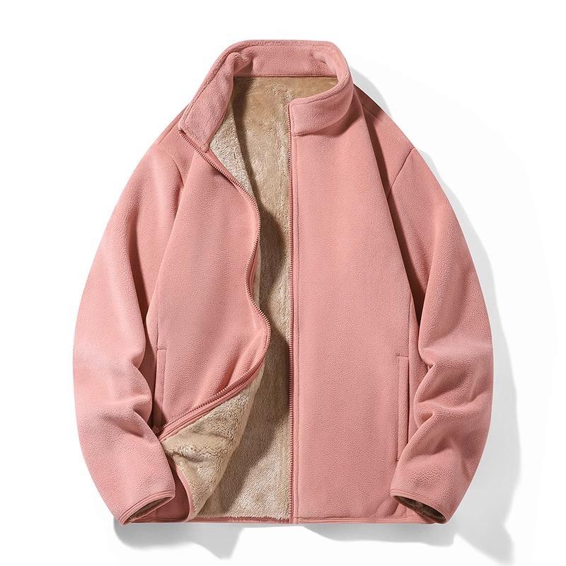 

Пальто из густой овчины для мужчин и женщин, осенне-зимняя олимпийка из флиса, розовая куртка с плюшевой подкладкой, овечий бархат M