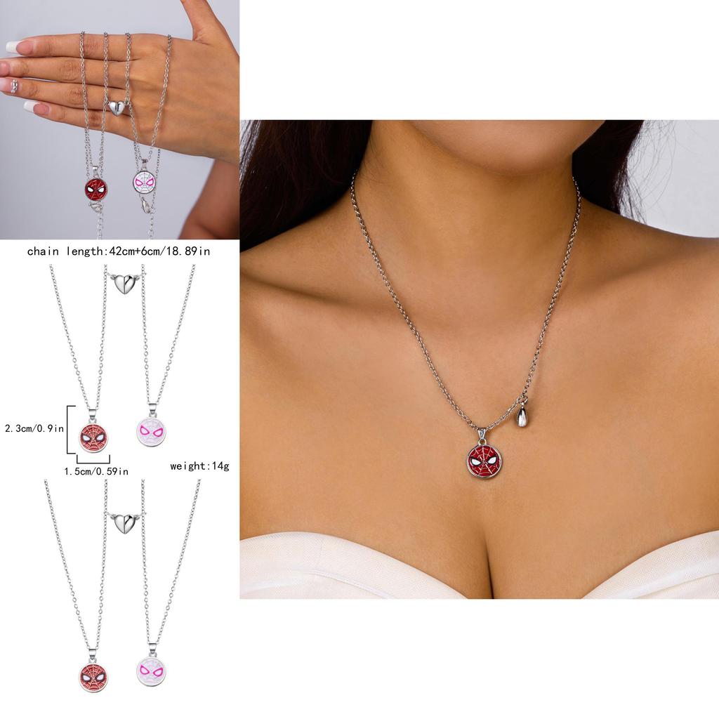 Spiderman Paar Magnetische Halskette mit Geometrischem Anhänger für Frauen