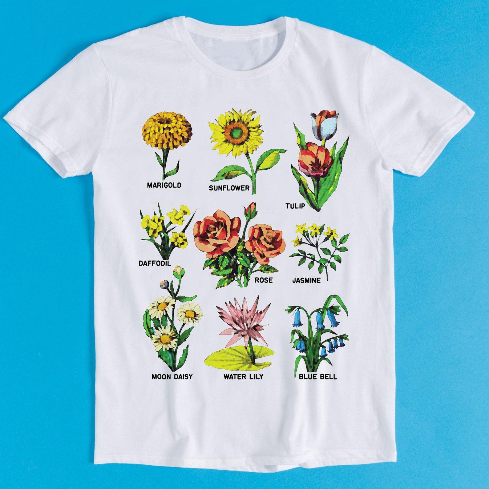 British Wild Flowers Rose Daffodil Sunflower Marigold Jasmine Meme Gift Funny Tee Style Unisex Gamer Cult Movie Music T-Shirt K1070 S
