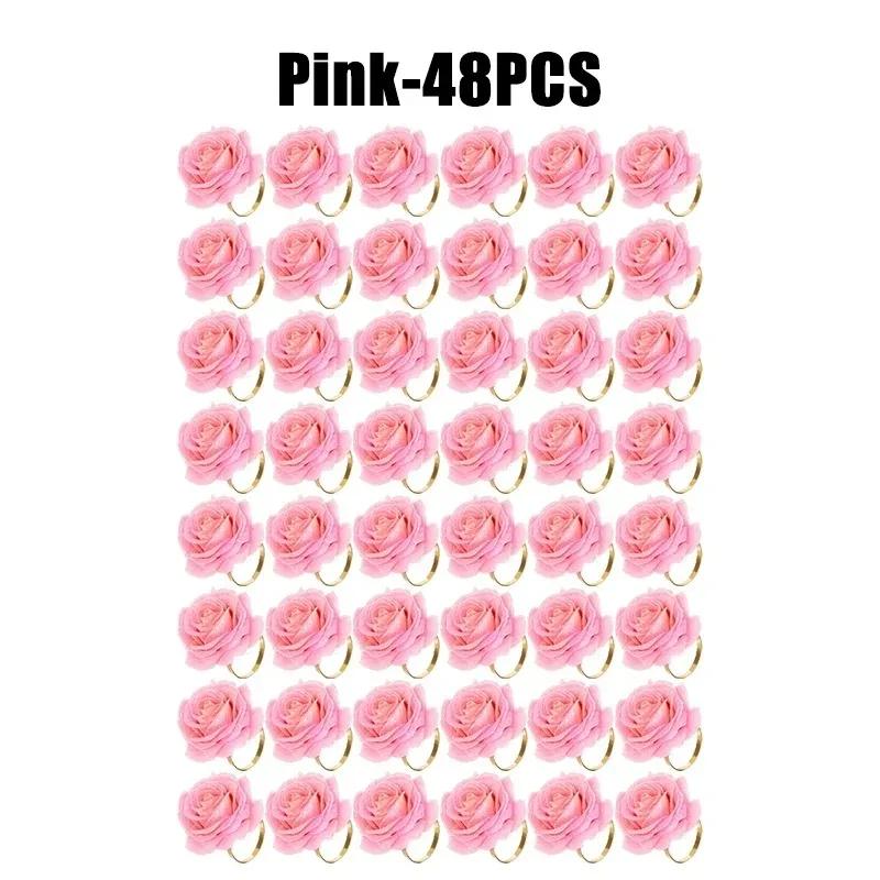 96PCS Rose Napkin Clasp, Pink Rose Red Rose Napkin Ring, Wedding, Valentine's Day Banquet, Party Christmas Birthday Decoration