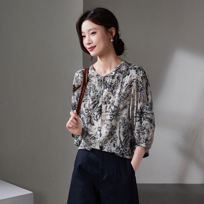 SOFSIL Women's 100% Mulberry Silk Printed Blouse