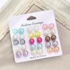 15-Piece Women's High-End Colorful Pearl Stud Earrings Set