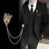Men's Fashion Suit Brooch Simple Diamond Tassel Metal Wedding Dress Suit Brooch Collar Pin