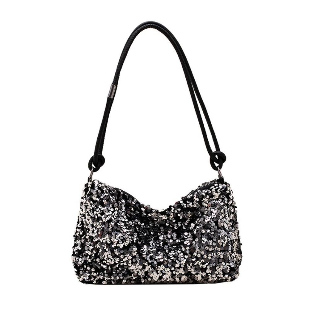 

New Multifunctional Underarm Bag Large Capacity Portable Tote Bag with Sequins Handbag Women серебряный