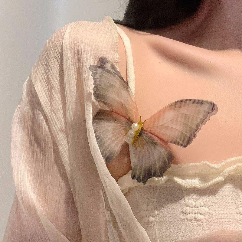 Cute Retro Butterfly Hair Clips Side Clip For Women Girls Sweet Moving Wings Pearl Barrette Headwear Hair Accessories Gifts