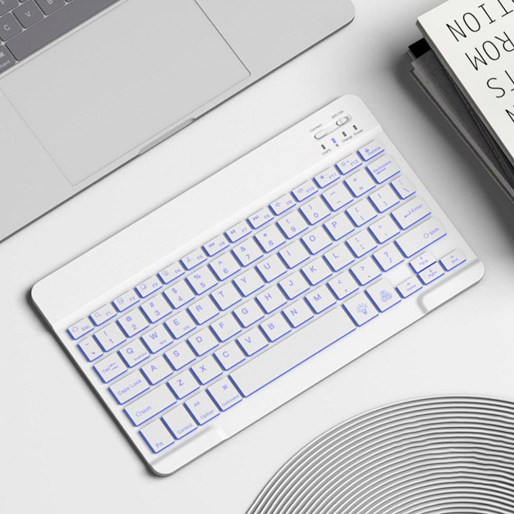Ultra Light Slim Keyboard Bluetooth-Compatible 3.0 7-Colors Backlit Rechargeable for Android iOS Windows Tablets PC Smartphone
