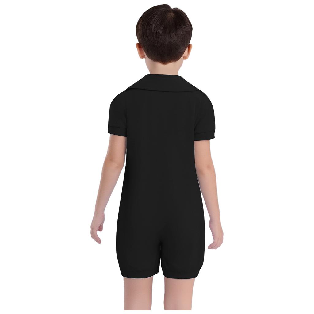 Îmbrăcăminte Unisex pentru Copii cu Nevoi Speciale Guler Reversibil Mânecă Scurtă Nasturi Presare Bază Culoare Uni Salopetă Adaptivă