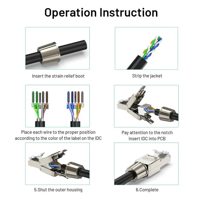 1Pc Rj45 Cat7 Connectors Tool-Free Reusable Shielded Ethernet Termination Field Modular Plugs 2000Mhz 40Gbps Lan Cable 22-26Awg