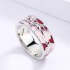 Elegant Rings for Women Pink Peach Ring Fashion Wedding Party Jewelry Classic Flower Handmade Enamel Ring Wedding Ring