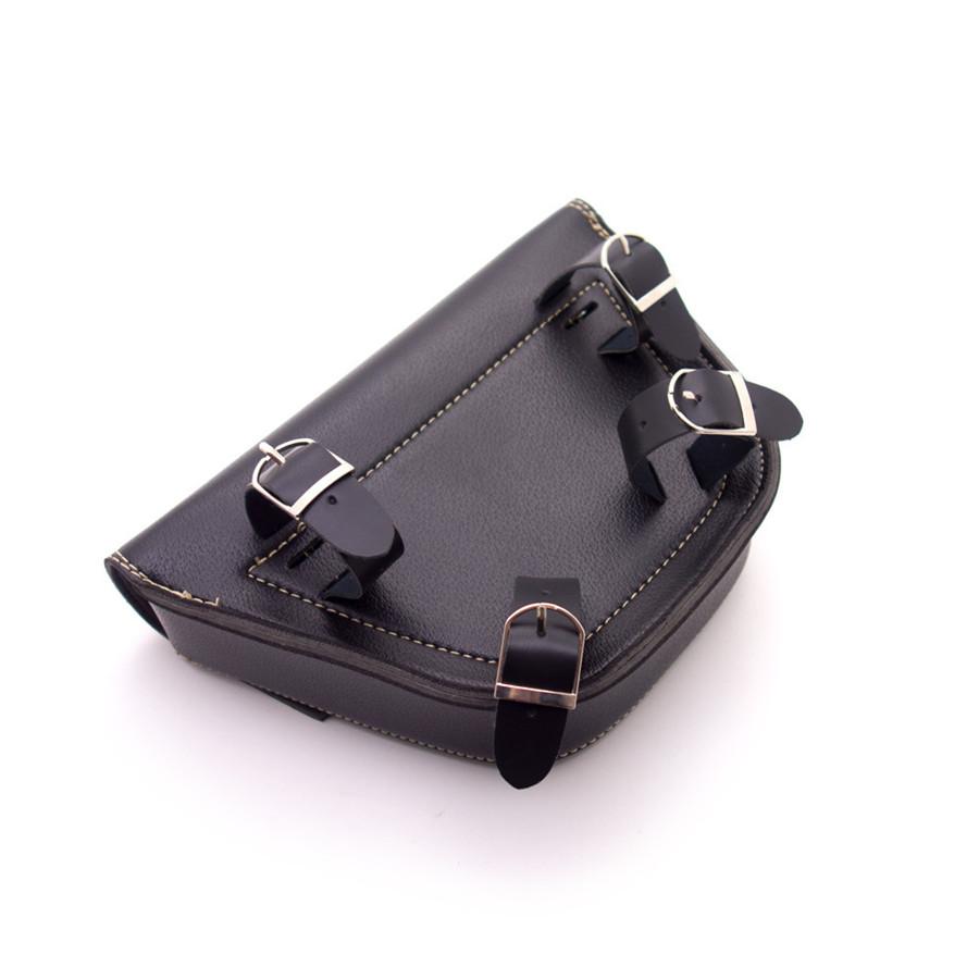 Black Synthetic Leather Motorcycle Side Saddle Bag Luggage For Cafe Racer Custom