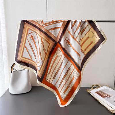 Retro Style Printing Simulation Silk Scarf Square Scarf High-End Shawl Versatile Neck Small Square Scarf Headscarf Scarf Women