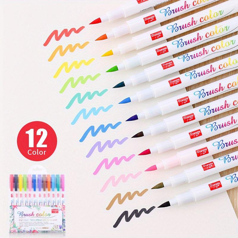 12 Colors Colorful Beauty Pens, Fluorescent Colored Small Letters, Large Regular Letters for Students To Practice Calligraphy, Soft Head Graffiti