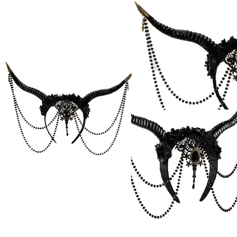 Lightweight Horn Headpiece Devil Headbands Headwear Fashion Statement for Women