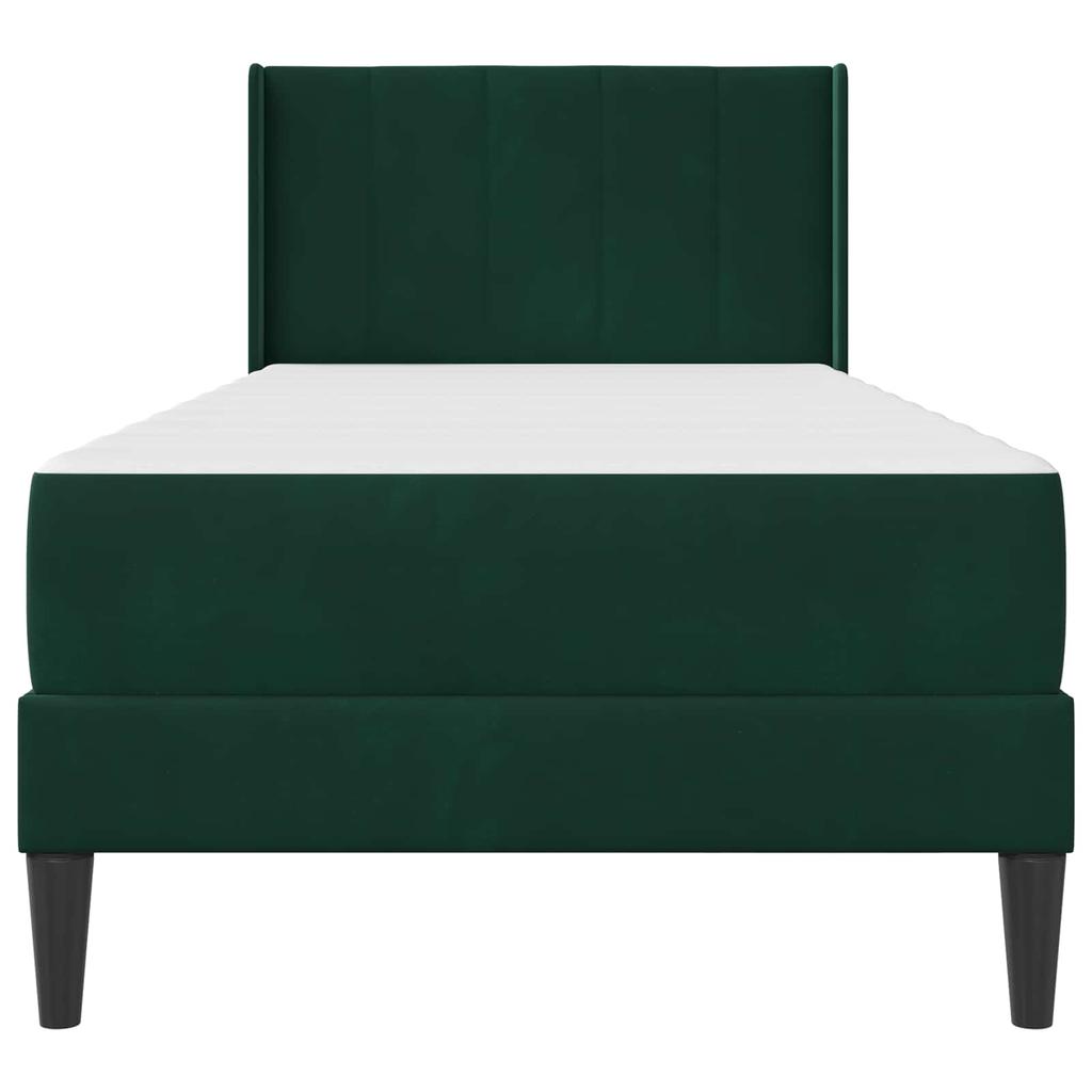 Bed Frame with Mattress Dark Green 90 X 200 Cm Velvet