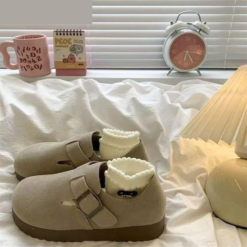 

Все включено толстая подошва увеличивающие рост ретро круглый носок осень новые лоферы на одной педали шапочки туфли одинарная обувь женская 40 светло-серый