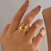 Stainless Steel Meetal Star Cross Open Rings For Women Men Vintage Gold Five Pointed Star Adjustable Rings Jewelry Gift