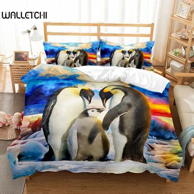 Malstil 3D Pinguin Polar Bettwäscheset Klein Einzelbett Twin Doppelbett Queen King Cal King Größe Bettwäscheset