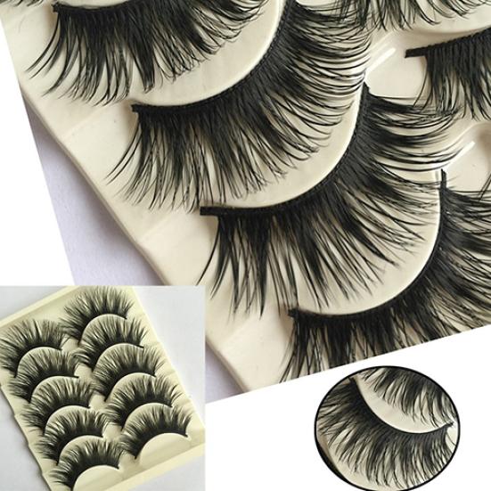 5 Pairs Beauty Long Thick Eye Lashes False Fake Cross Eyelashes Makeup Tool