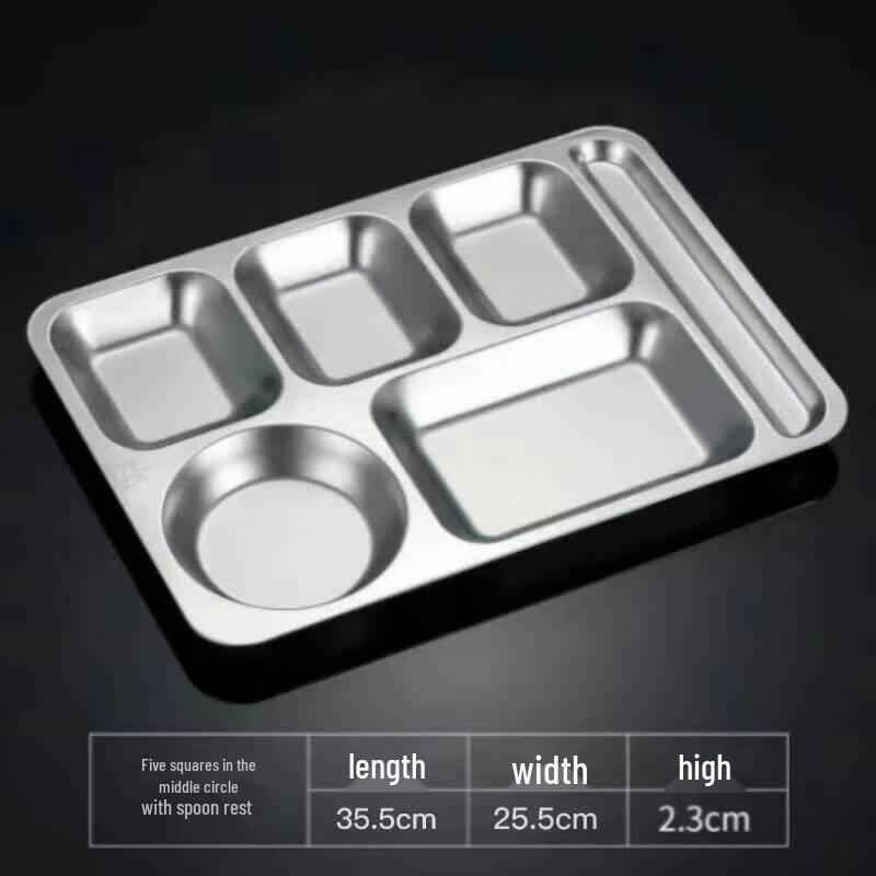 

304 Stainless Steel 5-Compartment Meal Tray
