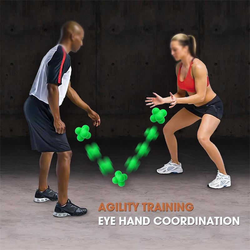 1/3PCS Hexagon Reaction Ball Rubber Reaction Bounce Ball Hand-Eye Coordination Speed Reflex Trainer for Garden Family Gatherings
