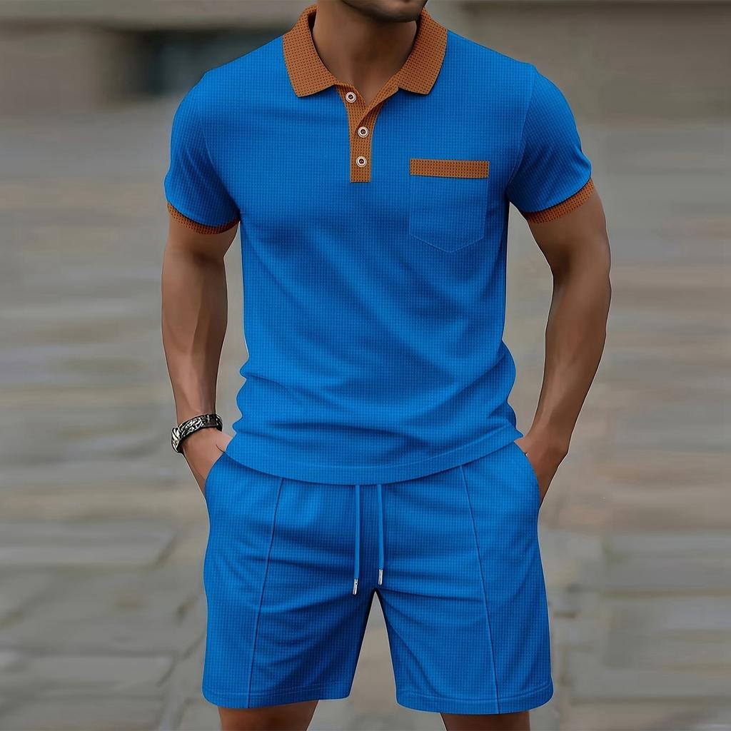 Men's  Collar Short-sleeved Shorts Set - Quick-drying Two-piece Set