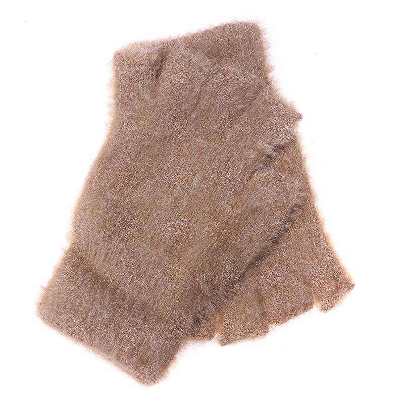 Winter Fingerless Gloves for Women Men Thermal Mink Fur Touchscreen Half Finger Gloves for Cold Weather