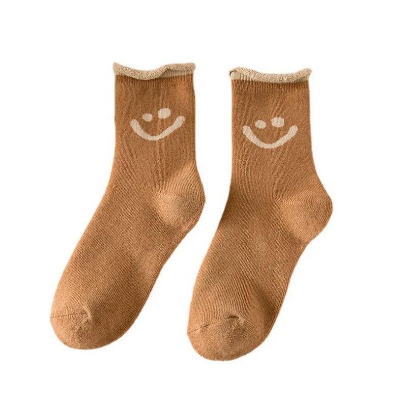 1-10Pair Smiley Face Snow Socks Thick Terry Loop Mid Calf for Winter Sports Home Comfort Moisture Wicking Warm Socks