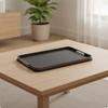 Leather Tray with Metal Frame Shallow Design for Entryway