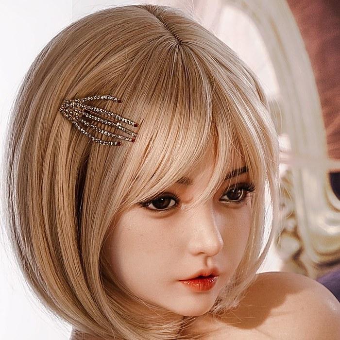 [Silicon] Figure Head Only, Life-Size, Hair-Grafted, with Mouth, Cosmetology Practice, Store Display, Shop Accessory, M16 Stud Attached,