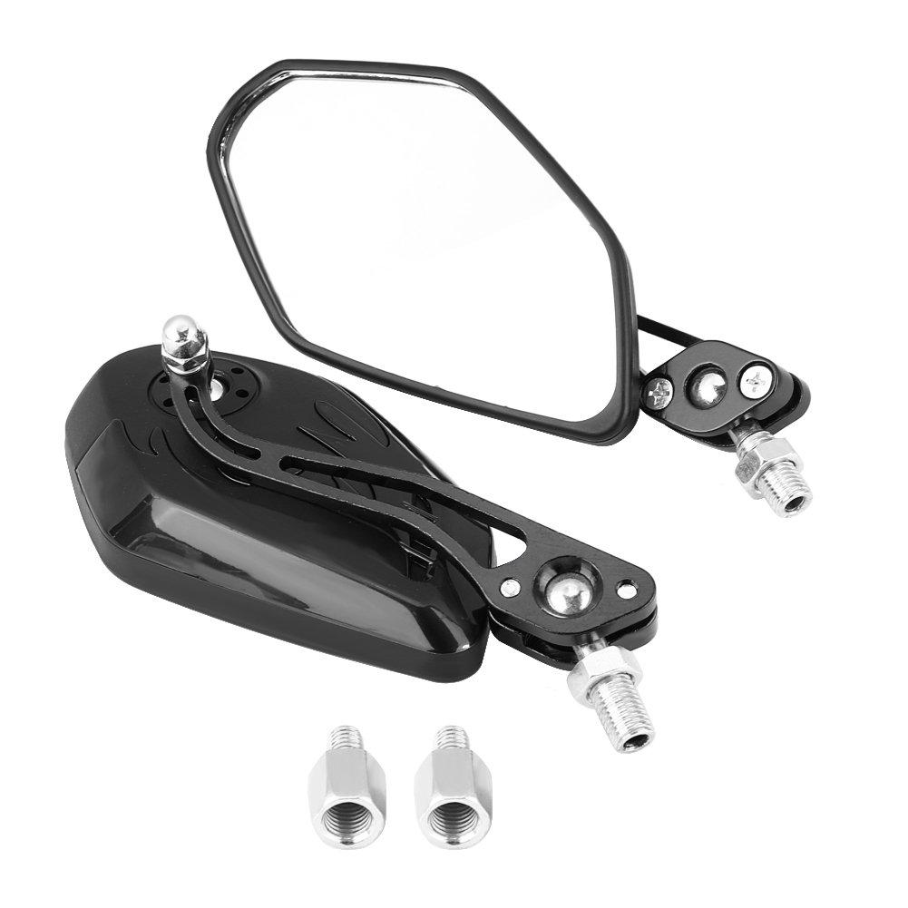 V geby 2pcs Motorcycle Side Mirror Rearview Mirror Adjustable Aluminum Flame Pattern Bike Scooter 10mm 8mm(Black)