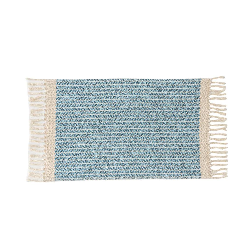 Handwoven Cotton Fishbone Pattern Floor Mat, Machine Washable, Long Strip Design for Bedside or Cloakroom