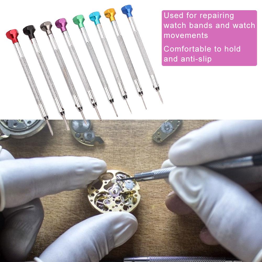 8pcs Watch Screwdrivers Alloy Steel Slot Watch Repairing Screwdrivers
