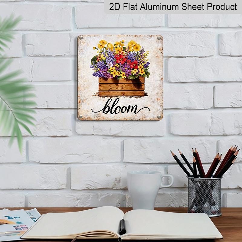 2D Flat 1pc Vintage "Bloom" Aluminium Metal Sign Suitable for Home Wall Decor - Retro Wall Plaque, Outdoor Decoration, Perfect Gift for Housewarming