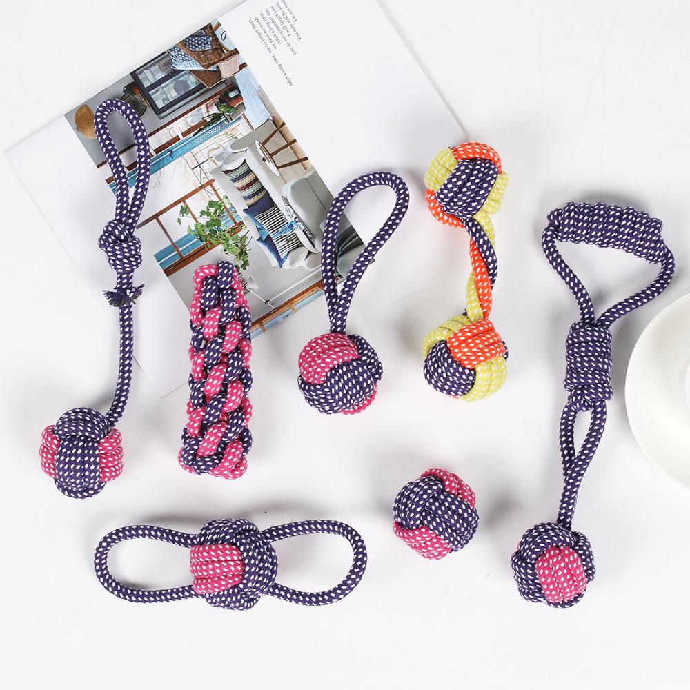 Durable Cotton Rope Pet Toy Set: Teething & Knotted Ball Toys for Cats and Dogs