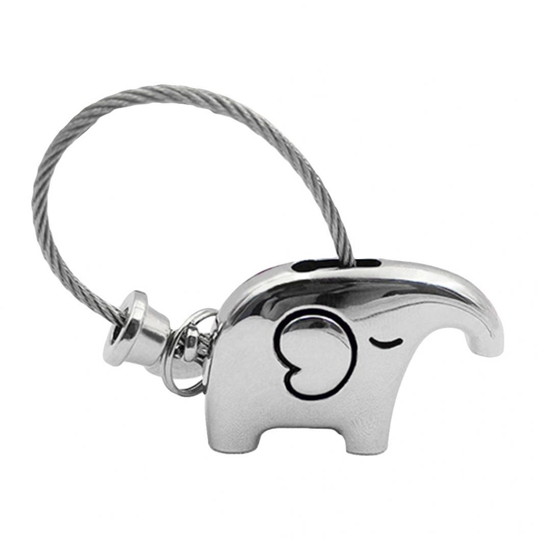 

Прекрасный мультяшный слон-животное брелок из стальной проволоки брелок для ключей пара подарок серебряный