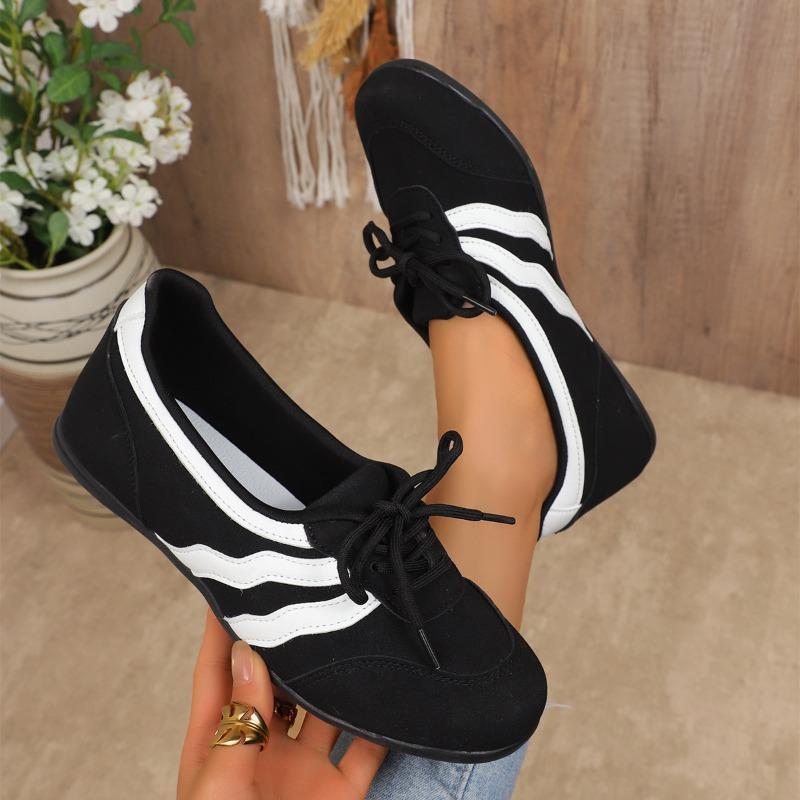 2025 Women Shallow Sneakers Flats Lace-up Breathable Walking Shoes Women Trend Color Baotou Lace-up Sneakers Zapatos De Mujer