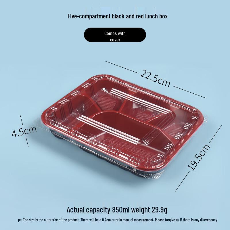 MOLUONA Disposable 5-Compartment Takeaway Lunch Boxes