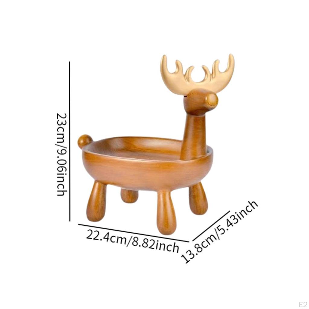 Resin Deer Figurine Storage Tray Organization Container Cosmetic for Office Nightstands
